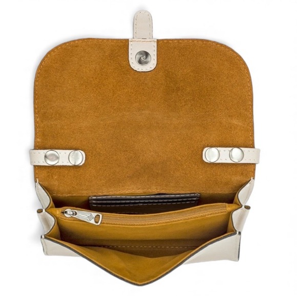 Patricia Nash Torri Leather Small Flap Crossbody Bag Greek Ombre Chalk White - Picture 3 of 8